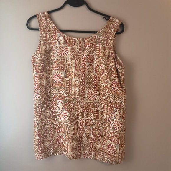 Vintage Stunt Collections Tan 100% Silk Sleeveless Blouse Tank Top Size Small - Picture 5 of 12